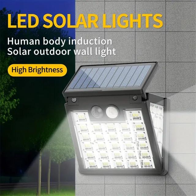 Leclstar Solar-LED-Wandleuchte in Schwarz mit 72 LEDs, Bewegungsmelder und 270 Grad Weitwinkel für Garten und Außenbereich - Bild 1