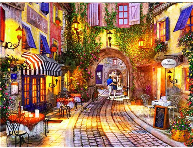 FIYO DIY Diamantmalerei Gebäude Landschaft Kreuzstich Mosaik Stickerei Schloss Multicolor B: 30 cm, H: 20 cm - Bild 1