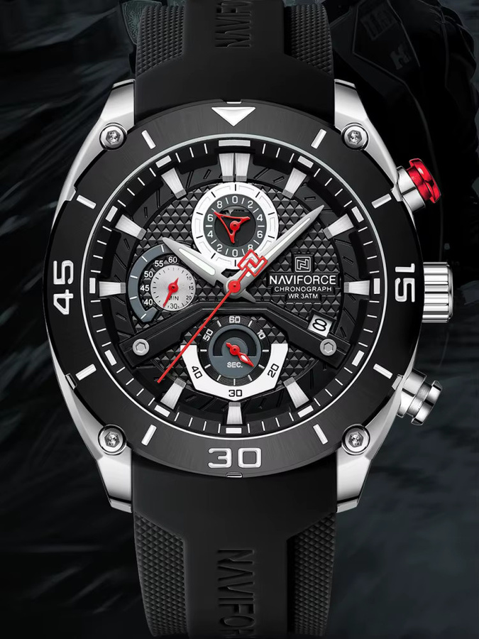 NAVIFORCE Chronograph, Quarz, Silikonarmband, Schwarz, Herren - Bild 7