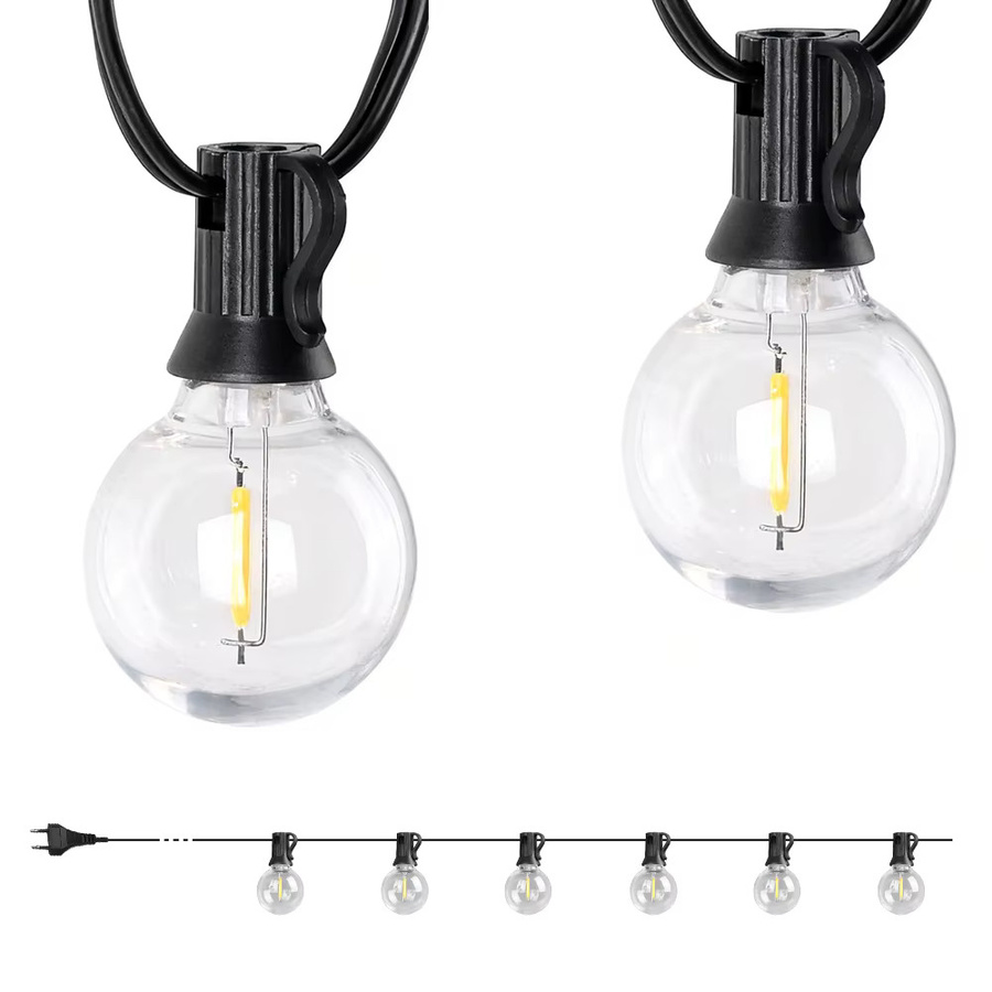 CANMEIJIA LED-Lichterkette für den Außenbereich mit warmweißen Kugelleuchten, IP65 wasserdicht, transparent - Bild 7