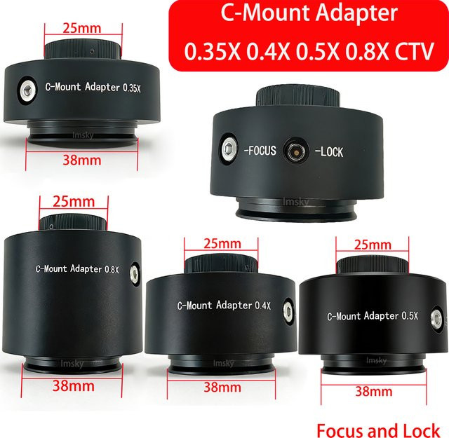CTV Fokussierbarer LOCK-Mikroskop C-Mount-Adapter Trinokular-CCD für Olympus-Mikroskope mit 38mm Schnittstelle in Schwarz - Bild 1
