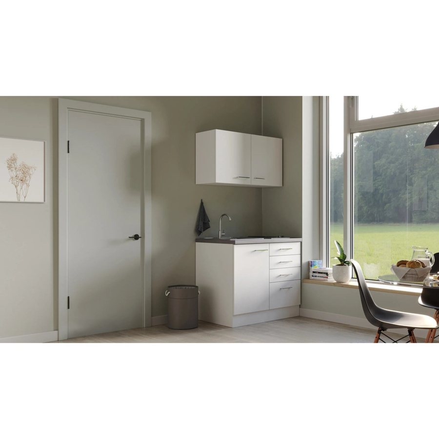 Flex-Well Miniküche Modern Weiß Matt mit HPL-Arbeitsplatte B/H/T: 100 x 57,1 x 137 cm - Bild 2