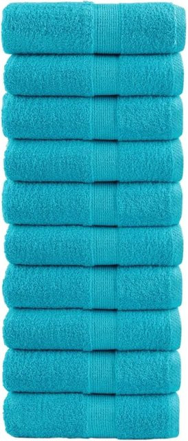 vidaXL Premium-Gästetücher 10er Set aus 100% Baumwolle in Türkis, 600 g/m2, B/H: 30 x 50 cm - Bild 1