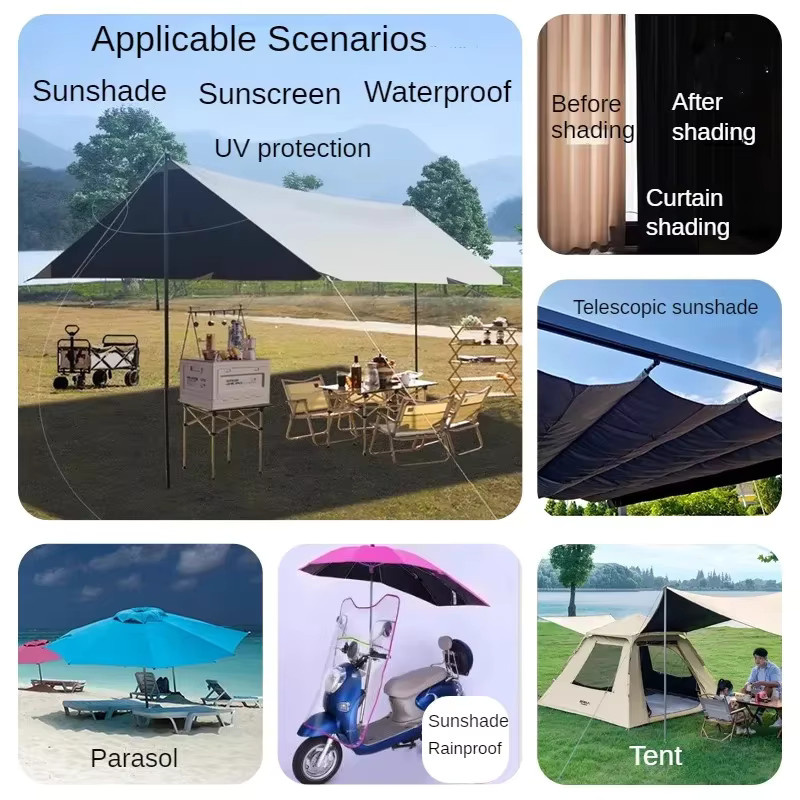 Wasserdichter Outdoor-Stoff für Sonnenschutz und Zelte, doppelseitig beschichtet, Schwarz und Blau, Meterware - Bild 1