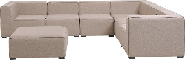 Beliani Lounge Set AREZZO in Beige mit Sessel, Eckteil und Ottomane, B/T/H: 250 x 320 x 65 cm - Bild 1