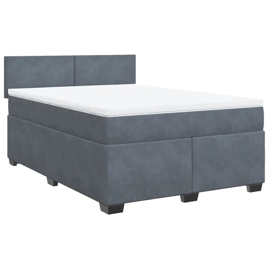 vidaXL Boxspringbett mit Matratze in Dunkelgrau aus Samt, Hybrid-Design mit Taschenfederkern, B/T: 160 x 200 cm - Bild 2