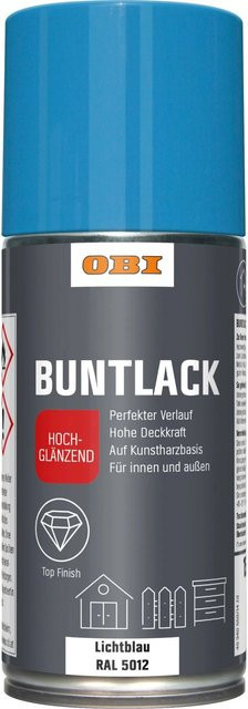 OBI Buntlack Spray RAL 5012 Lichtblau hochglänzend 150 ml - Bild 1