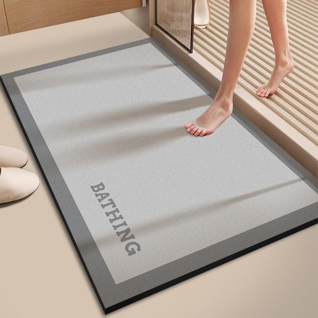 Yiran Furniture Badezimmer-Fußmatte modern gestreift, grau und braun, B/B: 40 x 60 cm, saugfähig und rutschfest - Bild 1