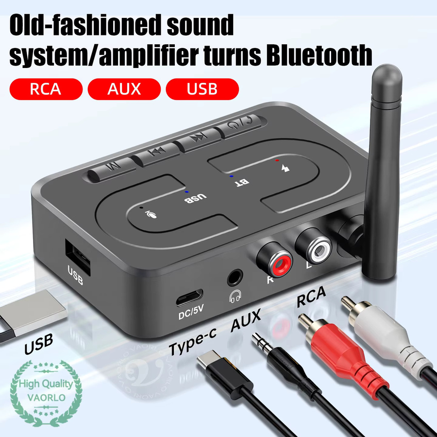 VAORLO Bluetooth 6.0 Audio-Empfänger in Schwarz mit 3,5-mm-AUX, RCA und USB-Wiedergabe für HiFi-Stereo-Systeme und Verstärker - Bild 4