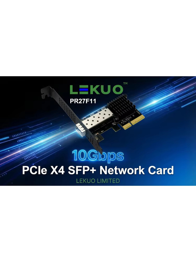 Lekuo 10G PCIe Netzwerkkarte RTL8127 SFP+ Glasfaser-NIC-Adapter für Server und Workstation in Schwarz - Bild 6