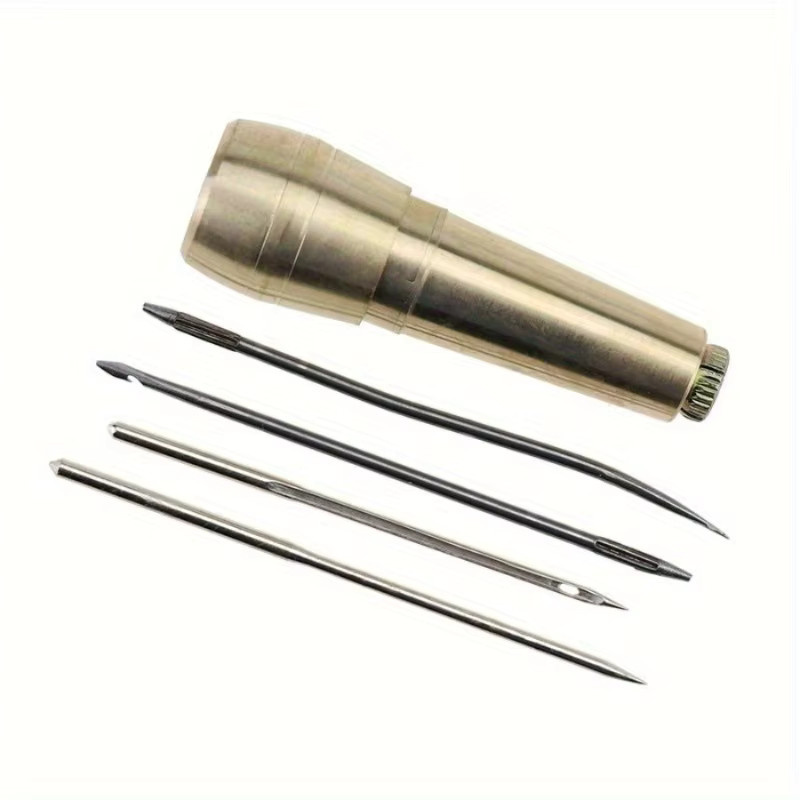 Lederhandwerk Reparatur Set mit Ahle und Nadeln in Gold für Canvas und Leder - Bild 1