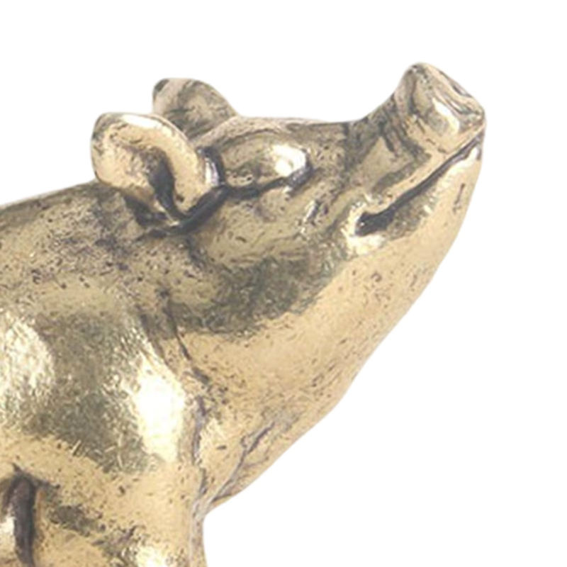 Kesoto Messing Mini Schwein Skulptur in Gold als dekorative Tischdekoration für Home Office und Tee-Zubehör, Höhe: 4,5 cm, Breite: 2,8 cm, Tiefe: 2,8 cm - Bild 4