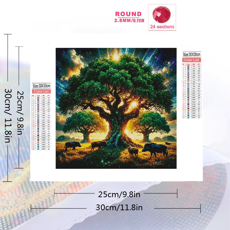 EverShine Diamant-Stickerei Sonnenbild Landschaft als Mosaik-Strass-Gemälde in Multicolour mit runden Steinen, B/B/H: 20 x 20 x 20 cm - Bild 2