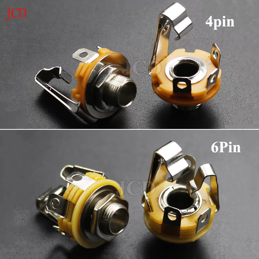 JCD 5er Set 6,35mm Mono Stereo 4 6 Pin Audio Buchsen für Panelmontage als Lötadapter - Bild 3