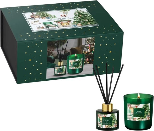 Dekohelden24 Weihnachtsgeschenkset mit Duftkerze und Reed Diffuser in Green, B/H/T: 23 x 17 x 10 cm - Bild 1