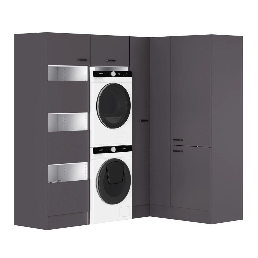 OPTIFIT Waschsäulen-Set Kiel420 in Anthrazit Matt mit Schrankelementen für den Hauswirtschaftsraum, B/T/H: 213,2 x 150 x 57,1 cm, Höhe: 210 cm - Bild 2