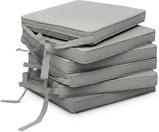 Beautissu Loft SK Stuhlkissen 6er Set Hellgrau B: 45 cm, T: 40 cm, H: 5 cm - Bild 1