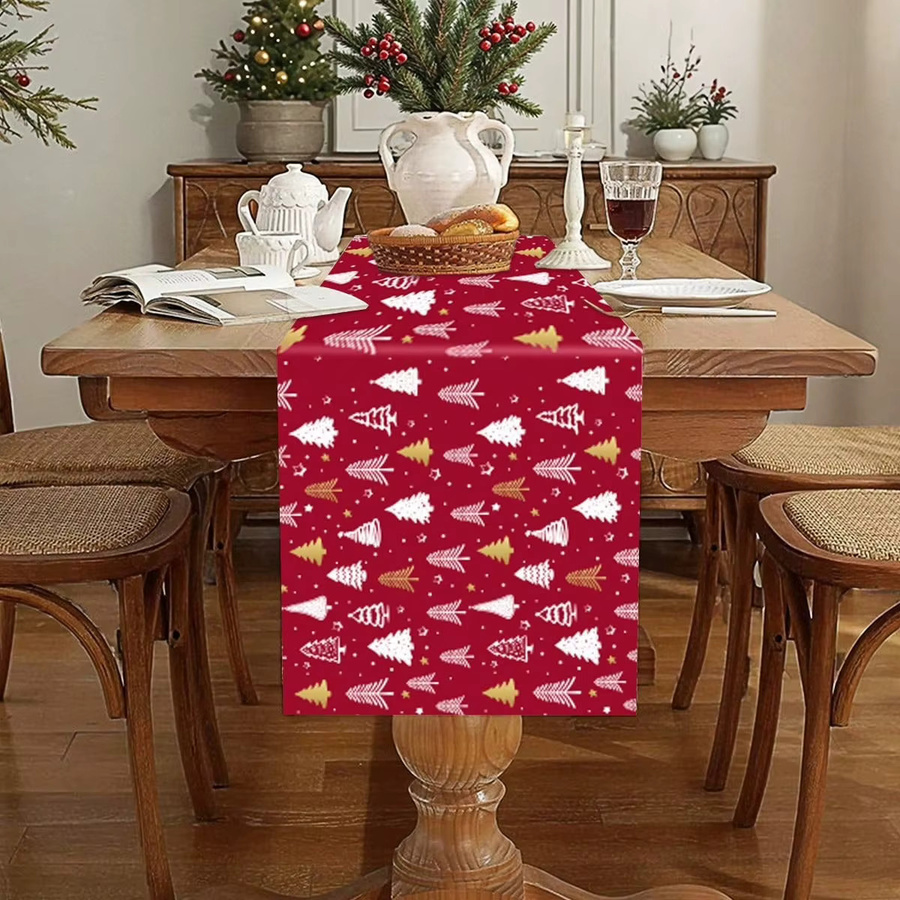JIT Tischläufer Weihnachtsbaum aus rotem Polyester für deine festliche Winterdekoration - Bild 4