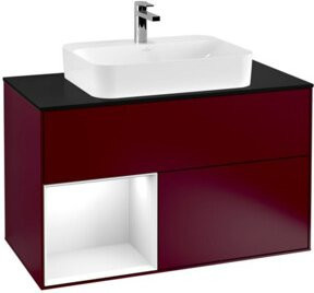V&B Waschtischunterschrank Finion 100 in Weiß lackiert mit Regalfach links, Breite: 100 cm, Tiefe: 50,1 cm, Höhe: 50,1 cm - Bild 1