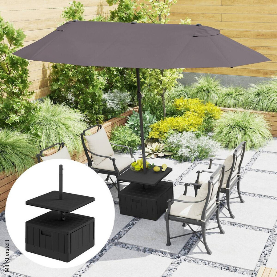Outsunny Schirmständer aus Metall in Schwarz, B/H/L: 53 x 45 x 53 cm - Bild 3