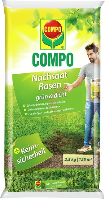 Compo Nachsaat-Rasen für grüne und dichte Rasenflächen, 2,5 kg - Bild 1
