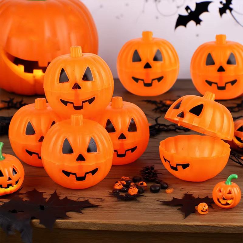 Lustige Kürbis-Geschenkboxen für Halloween als Party-Dekoration und Scherzartikel für Kinder in Orange aus Kunststoff - Bild 4