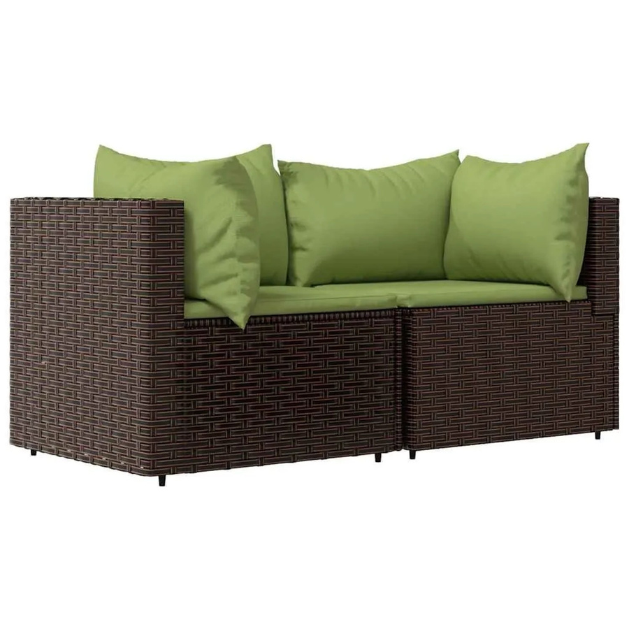 vidaXL Garten-Ecksofa Set aus Polyrattan in Braun mit Kissen und Metallgestell - Bild 2