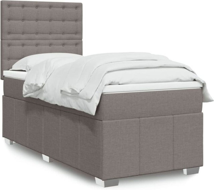 vidaxl Boxspringbett mit Matratze in Taupe meliert aus Stoff, B/T: 100 x 200 cm - Bild 1