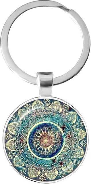 MSCHENGDORIS Schlüsselanhänger Mandala, Glas Cabochon, Unisex, 25mm - Bild 1