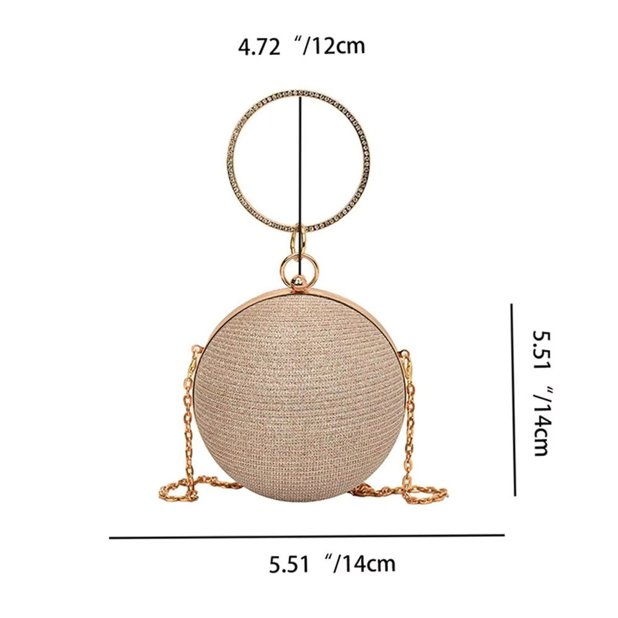 Abendtasche, goldfarbene helle Seide, Strass, dekorative Kette, Clutch - Bild 4