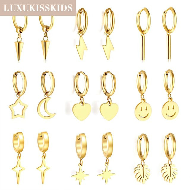 LUXUKISSKIDS Ohrringe, Edelstahl, Gold, Unisex - Bild 1