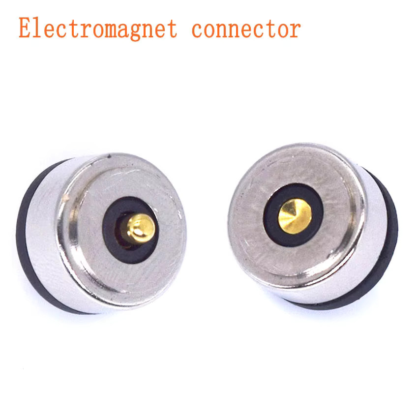 JCD 2er Set runder Hochstrom-Magnet-Pogo-Pin-Stecker in Silber mit Saugfeder als männliche und weibliche Sonde für DC-Ladeverbindungen - Bild 1