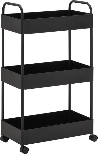 Bessagi Home Rollwagen Sandro in Schwarz aus Metall mit Rollen, B/T/H: 72 x 40 x 22 cm - Bild 1