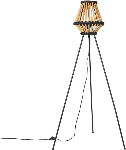 QAZQA Evalin Orientalische Stativ-Stehlampe aus Bambus in Schwarz - Bild 1