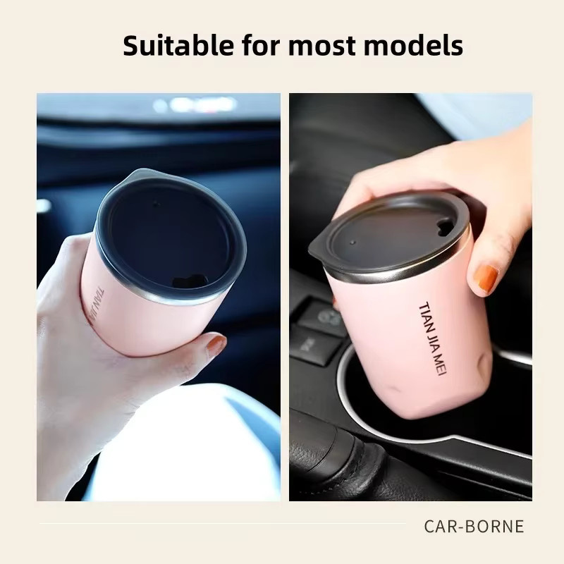 JUSTINLAU Thermoskanne aus Edelstahl in Schwarz, 300 ml, tragbare Isolierflasche für Kaffee und Milch - Bild 4