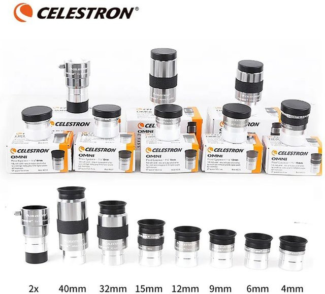 Celestron Omni Plössl Okular für Astronomie-Teleskope 1,25 Zoll mit Auswahl an Brennweiten und 2X Barlow-Objektiv - Bild 1