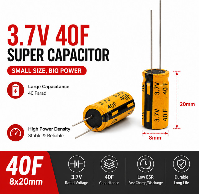 Superkondensator 3,7V 40F Hochleistungs-Backup-Energiespeicher für Dashcams, Smart Meter und IoT-Geräte - Bild 1