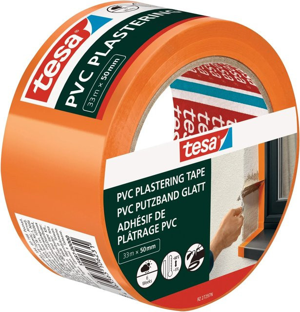 Tesa PVC Putzband in Orange mit einer Breite von 50 mm und einer Länge von 33 m - Bild 1
