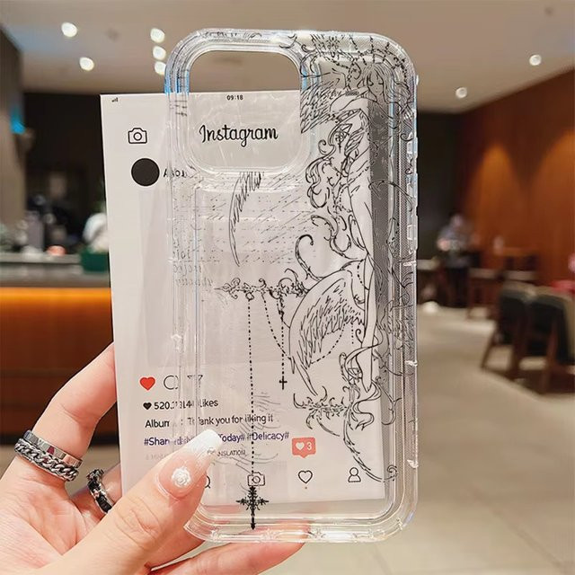 Transparente Stoßfänger-Schutzhülle Mysteriöse Schwarze Engel für iPhone 11 bis iPhone 17 Pro Max in Schwarz und Transparent - Bild 1