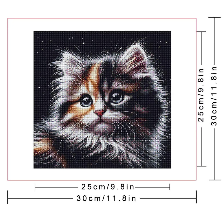 Huacan Diamant-Mosaik Set Katze als rundes Diamant-Gemälde zur Wandmontage für deine Heimdekoration - Bild 2