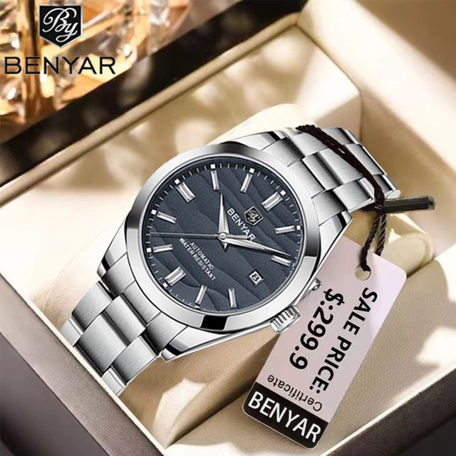 BEYNAR Armbanduhr Edelstahl, Automatik, 40 mm, Schwarz, Unisex - Bild 1
