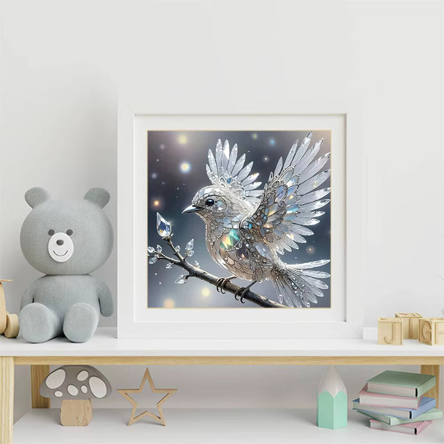 HUACAN Diamantmosaik Bild mit Vogel-Motiv in Rundform, Mehrfarbig - Bild 2