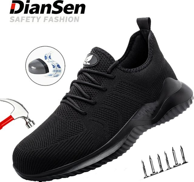 Kankeirr Arbeitssicherheitsstiefel in Schwarz mit Stahlkappe, leichte und atmungsaktive Wanderschuhe mit Pannenschutz - Bild 1