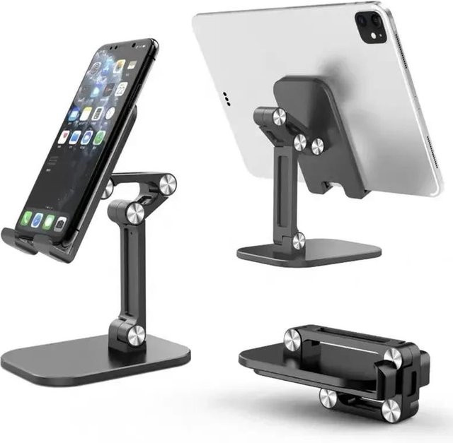 VIKEFON Handyhalterung für iPhone, iPad und Tablet, flexibel und faltbar, Desktop-Ständer in Schwarz - Bild 1