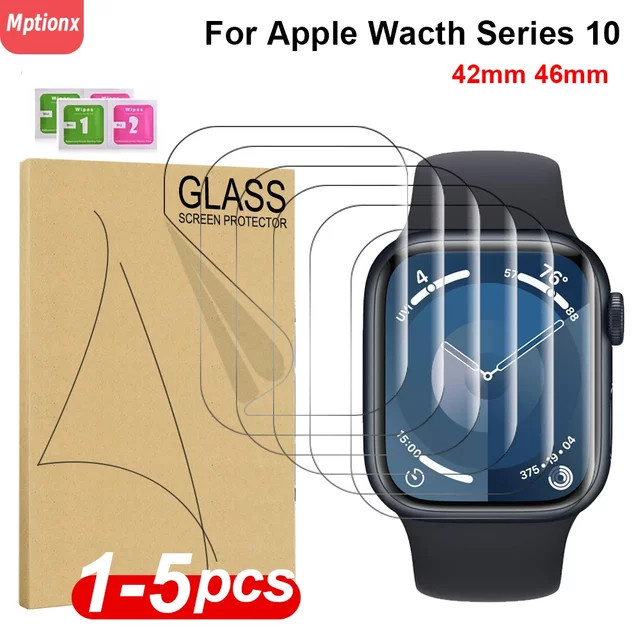 Mptionx Displayschutzfolie für Apple Watch Serie 10, 42mm, 46mm, transparent - Bild 1