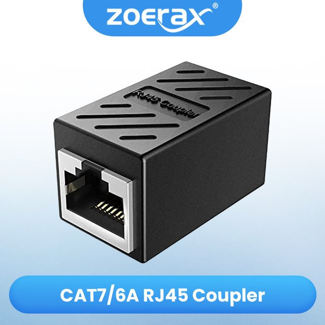 ZoeRax 2er-Set RJ45 Ethernet Koppler Cat6A Cat6 Cat5e LAN Adapter 1000Mbps in Schwarz - Bild 1