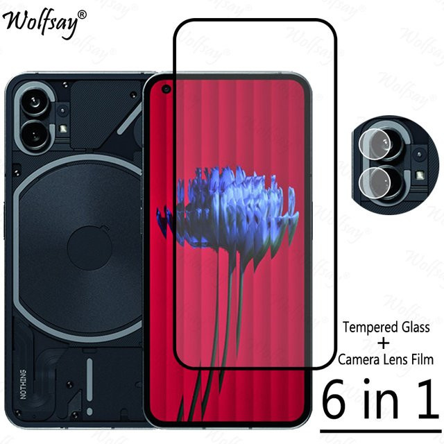 Displayschutzfolie aus gehärtetem Glas für Nothing Phone 1, Nothing Phone 2 und Nothing Phone 2a, transparent mit Kameraglas und Kleber - Bild 1