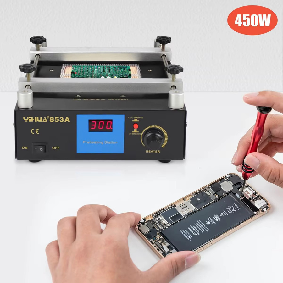 Infrarot-Vorheiz-Lötstation 450W mit digitalem PID-Regler und LED-Anzeige, schwarzer PCB-Vorwärmer mit Keramik-Emitter für Elektronik-Reparatur, Heizfläche: 12 x 12 cm - Bild 6