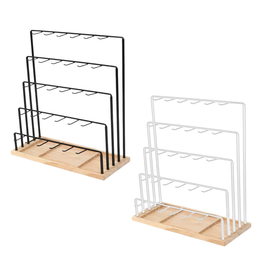 Phenovo Schmuckdisplay-Ständer für Ohrringe und Ringe, multifunktionaler Schmuckaufhänger in Weiß und Schwarz, Tischmodell mit geometrischem Design - Bild 1