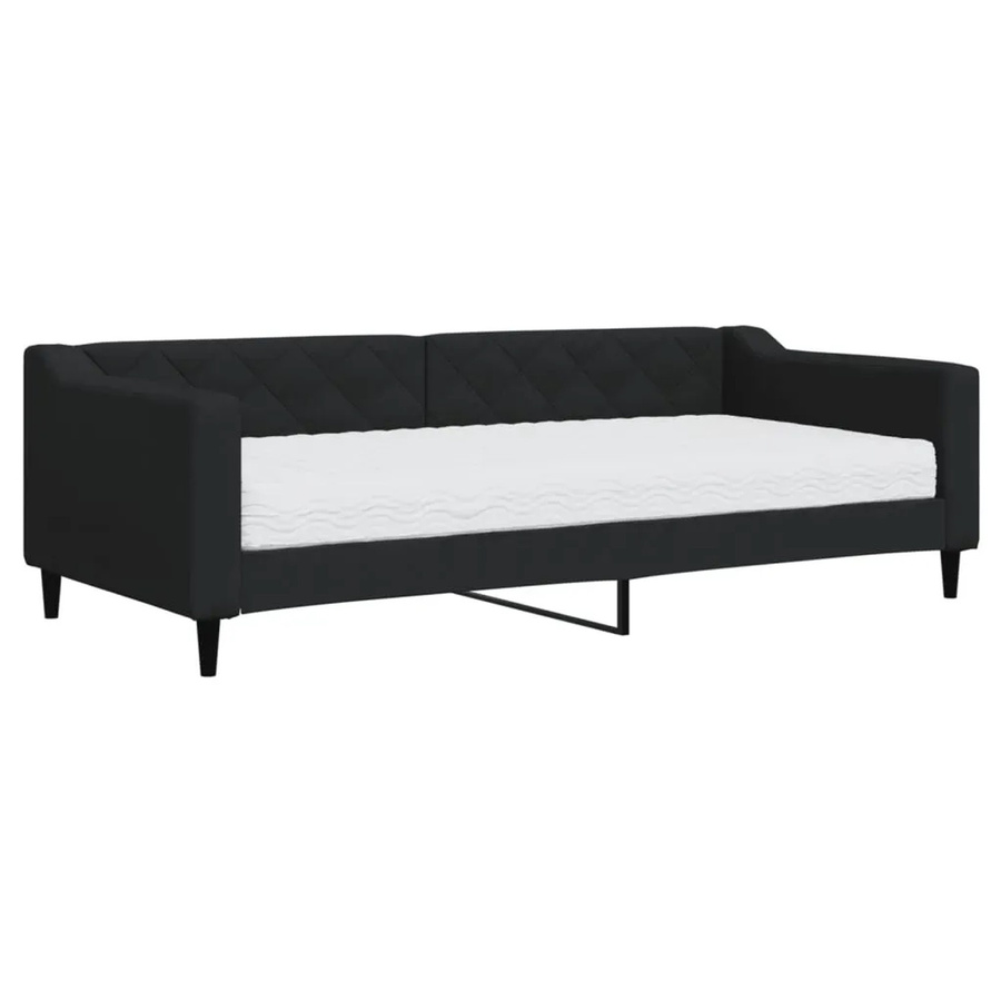 vidaXL Tagesbett mit Matratze Schwarz Modernes Design mit Schaumstofffüllung - Bild 2